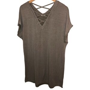 Easel Short Sleeve Sage Green Strappy Chest Mini Dress Size Small